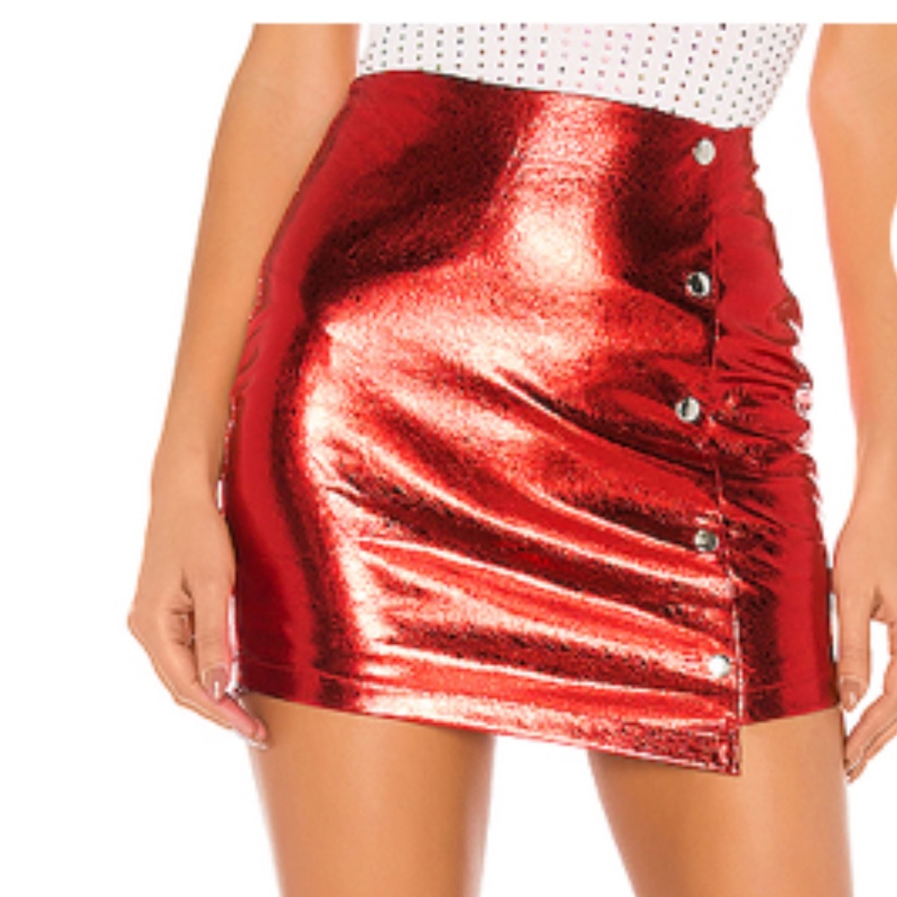 Dana Snap Front Skirt Red XS